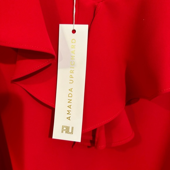 NWT Amanda Uprichard Francis Open Shoulder Flowy Red Top Large - Picture 5 of 9
